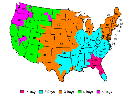 FedEx shipping time map